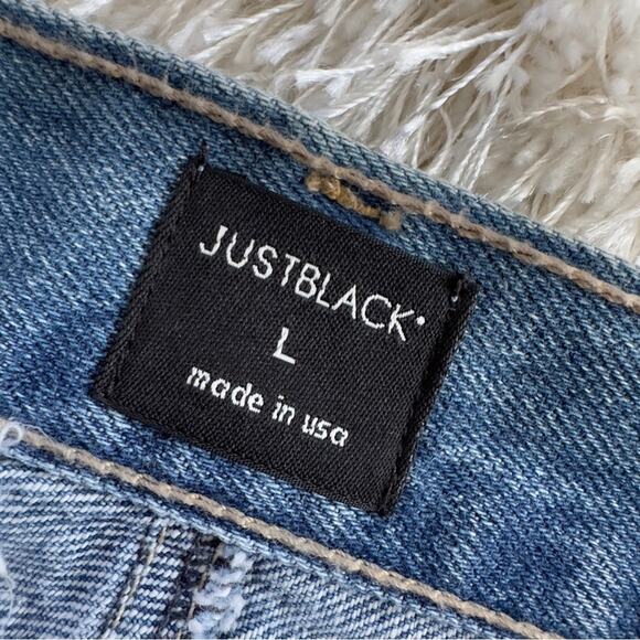 JUST BLACK BRAND Side Stripe two tone Denim Mini Skirt Large - Picture 5 of 7